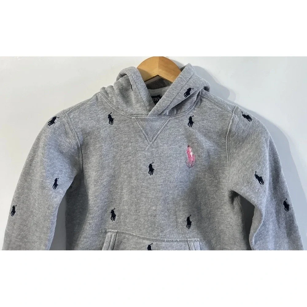 Kids RARE Ralph Lauren Pink Pony Club 20 Years Cotton-Blend Hoodie Sm 8 Fleece